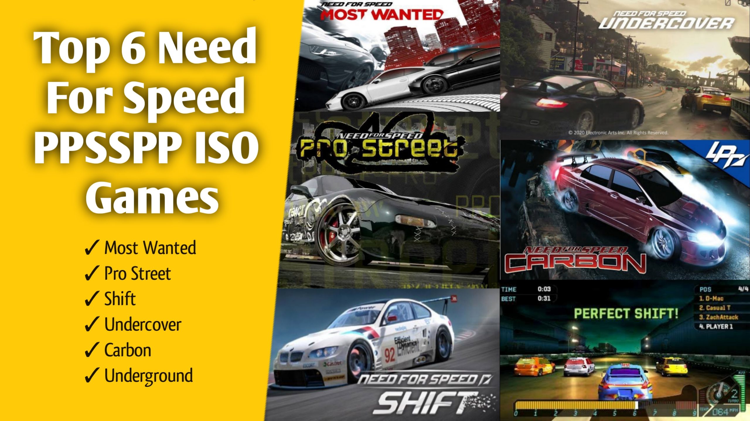 Top 6 Need For Speed Iso PSP games Download (Highly Compressed)