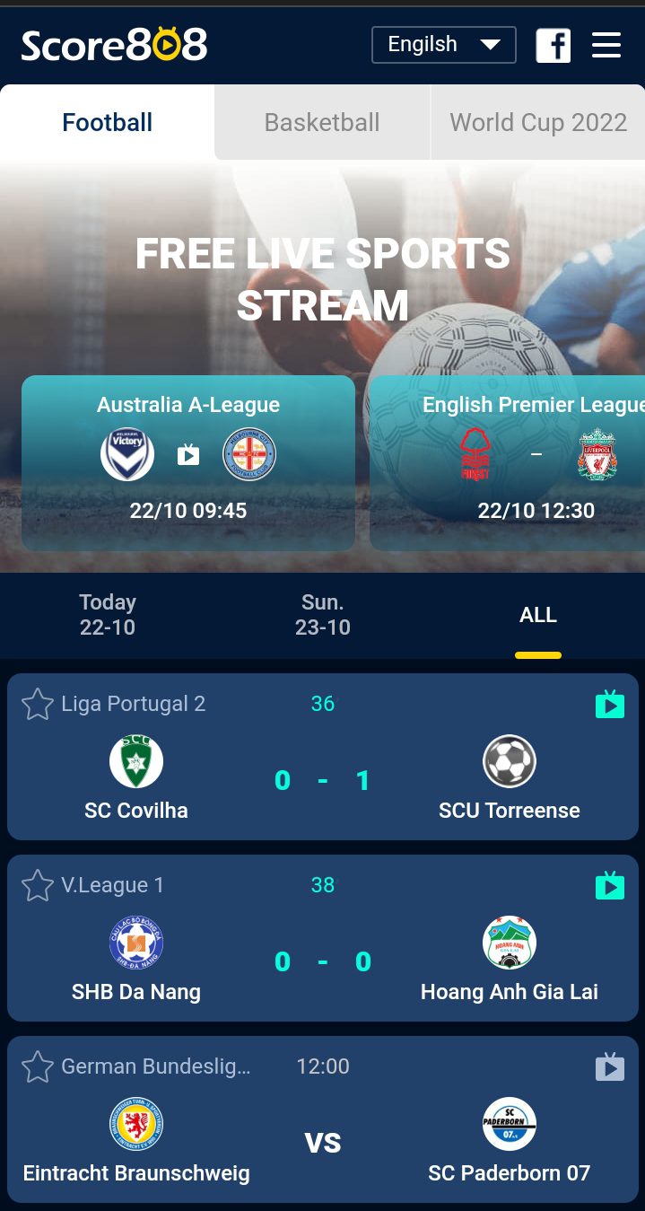 Score808 Stream Live Football/Basketball With English Commentary