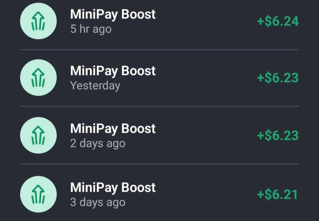 Minipay Boost, Minipay Boost Daily Reward