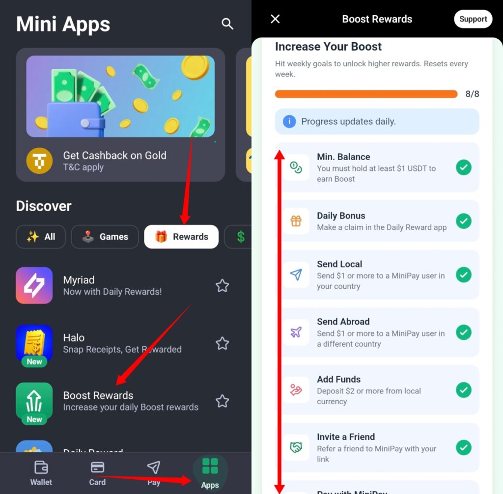How to complete Minipay Boost Task